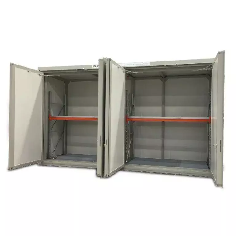 Brandwerende container voor 8 IBC's